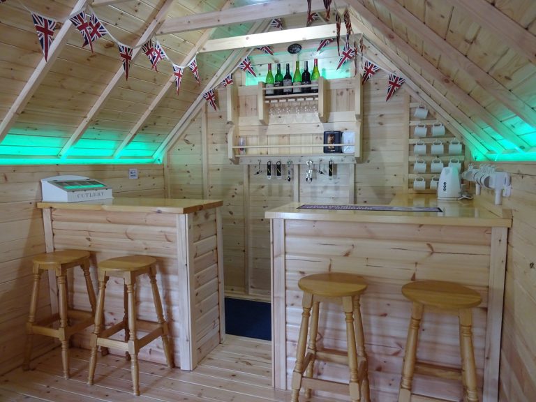 Bar area in larger BBQ cabin